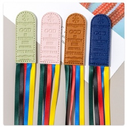 Faux leather Diary Bookmark with Ribbons & Verse